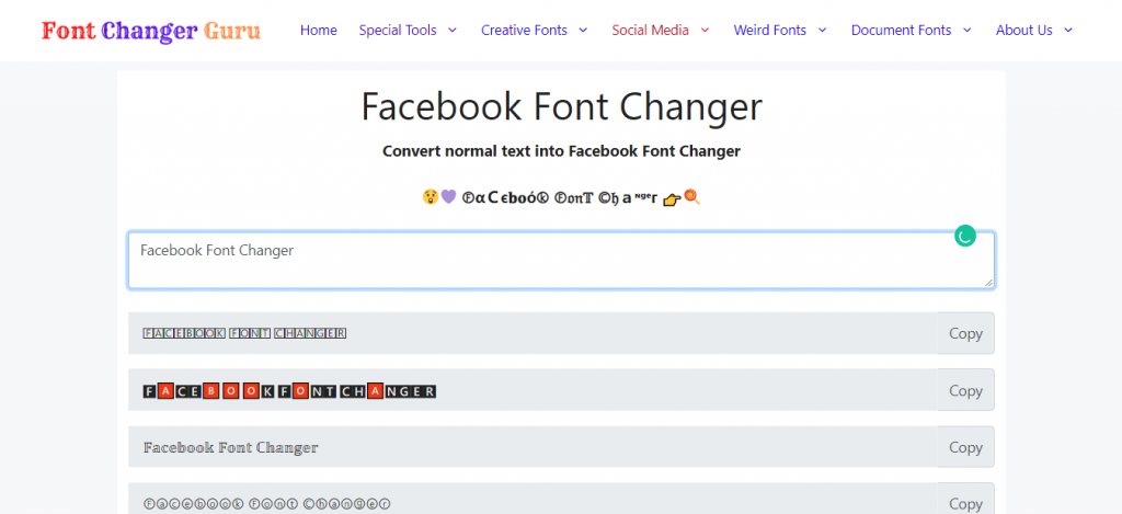 facebook post font changer