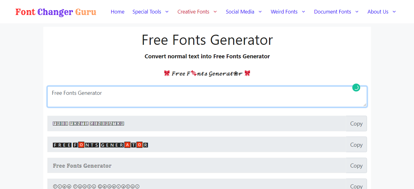 Free Fonts Generator Č𝐨ⓟƳ 𝓪𝓝𝒹 Ⓟᗩ𝕤𝐭𝕖 | Free Font Changer