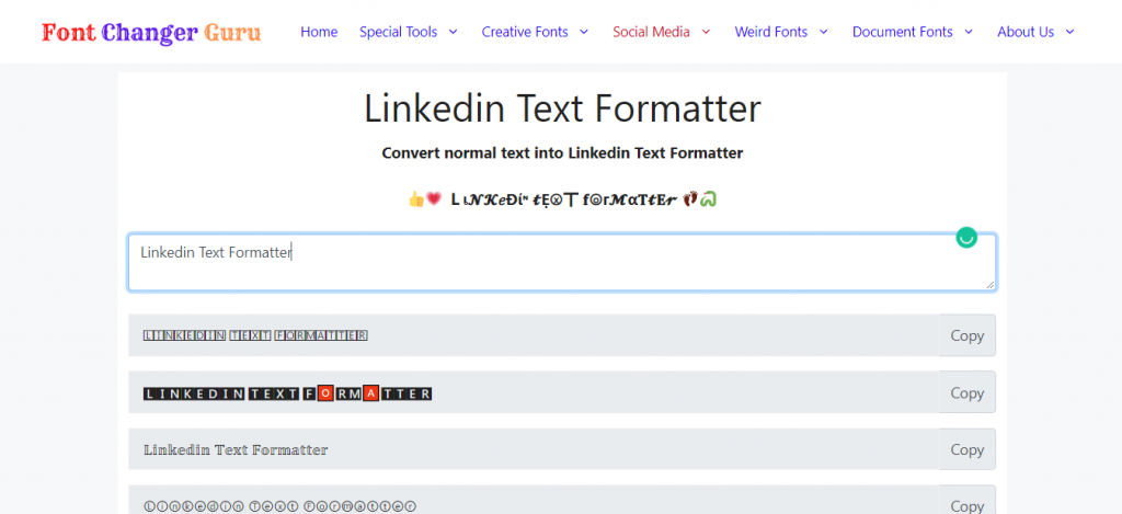 Linkedin Text Formatter