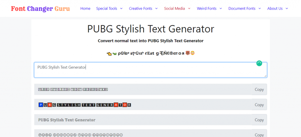 PUBG Stylish Text Generator