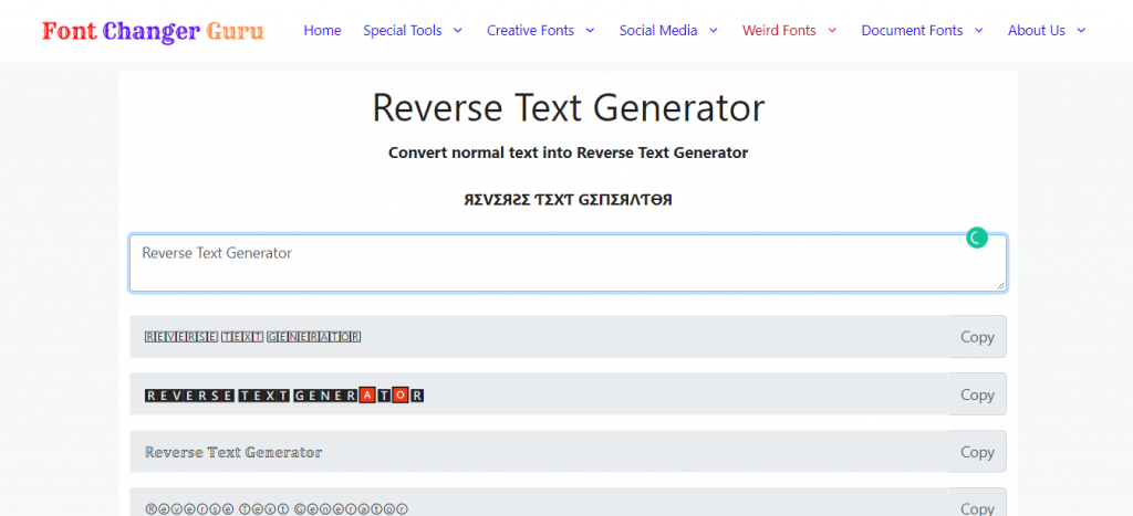 Reverse Text Generator