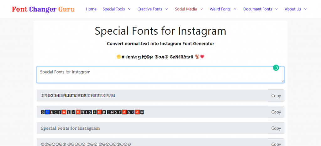 Special Fonts for Instagram